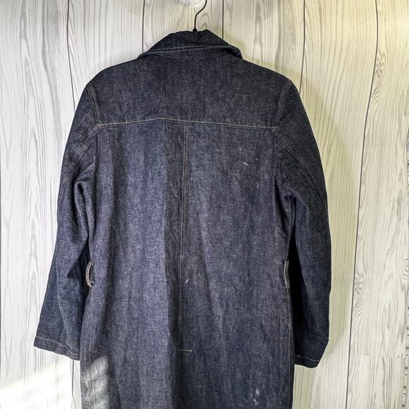 Vintage Old Navy 2001 Denim Trench Coat Womens Large  Blue Duster Y2K RARE - Picture 3 of 10